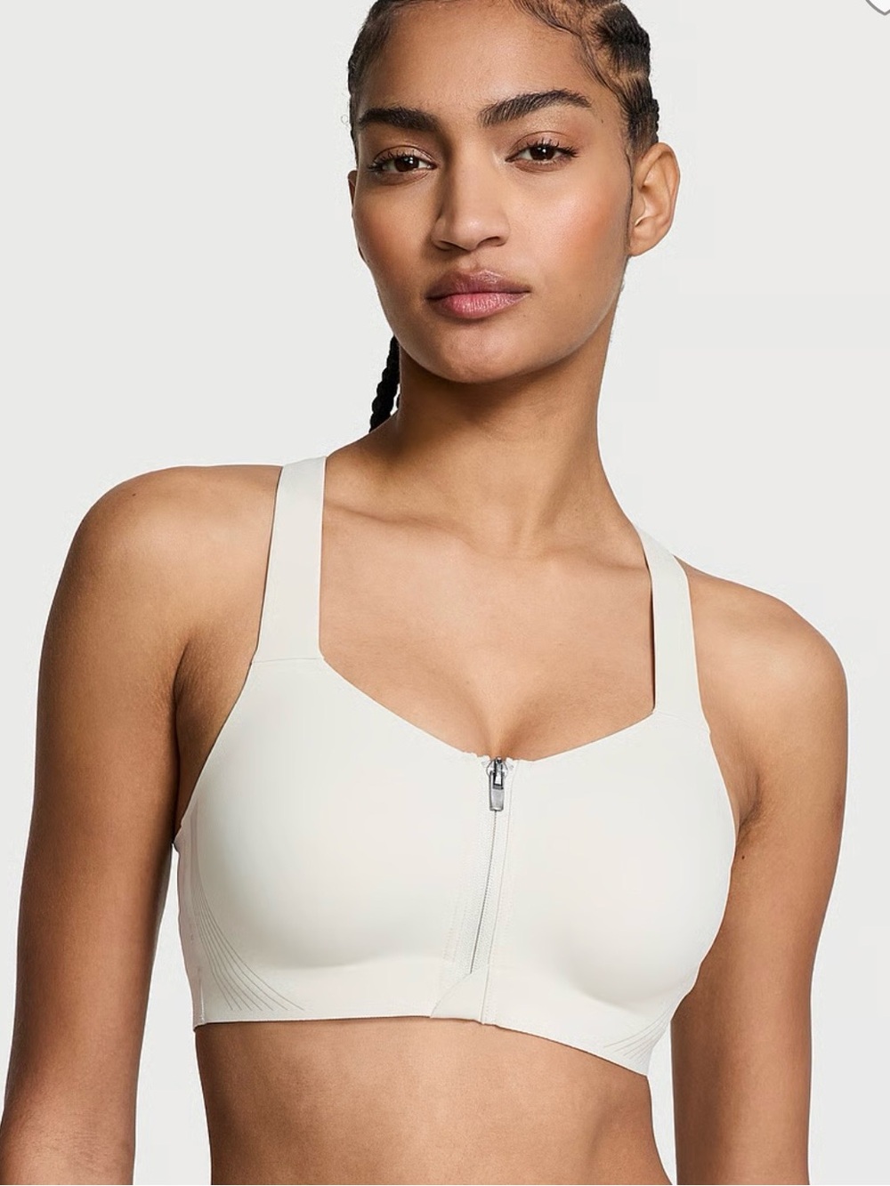 VICTORIAS SECRET KNOCKOUT FRONT CLOSE SPORTS BRA MAX SUPPORT WHITE NEW Sz40E(DD)